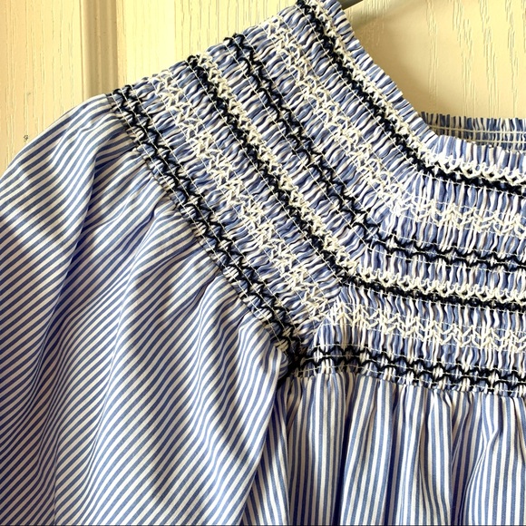 PARKER Smocked Pinstripe Off The Shoulder Top—SZ S - Picture 13 of 13